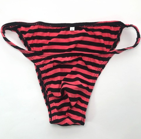 Maillot à rayures en Poly/coton/Spandex pour homme, Bikini à cordes, taille étroite, large, G377C ► Photo 1/6
