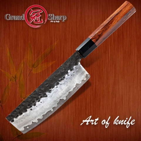 Grandsharp couteau Nakiri fait à la main 3 couches en acier inoxydable AUS10 outils de cuisine Chef écologique, Slic légumes ► Photo 1/6