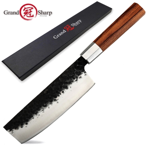 Couteau Nakiri Grandsharp 6.7 pouces couteaux de cuisine faits à la main couteau japonais outils de cuisine de Chef en acier à haute teneur en carbone Sushi tranchage nouveau ► Photo 1/6