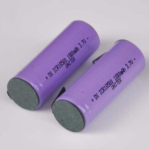 Batterie lithium-ion rechargeable 3.7V, 18500 mah, 2 à 5 pièces, avec onglets de broches de soudage, pour rasoir électrique, torche, haut-parleur ► Photo 1/2