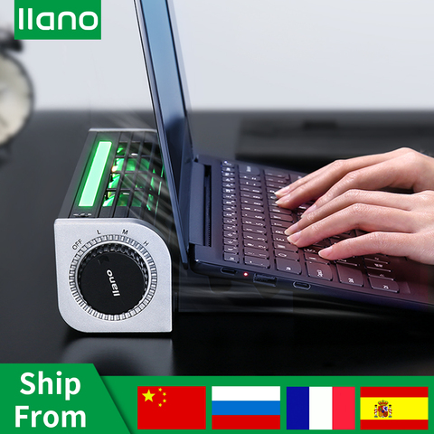 LLANO refroidisseur d'ordinateur portable ordinateur portable de jeu refroidisseur support de plaque de refroidissement pour ordinateur portable RGB LED réglable silencieux 2600 tr/min USB câble tablette ventilateur de bureau ► Photo 1/6