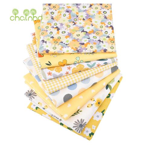 Tissu en coton sergé imprimé, la fleur jaune d'automne, tissu Patchwork pour le bricolage ► Photo 1/6