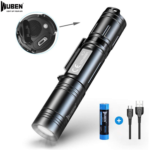 WUBEN-lanterne tactique Portable étanche IP68 avec batterie lampe de poche Led Rechargeable par USB, 1200 et 18650 lumens ► Photo 1/6