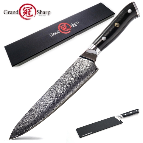 Damas couteau japonais de Chef vg10 | En acier, damas japonais Kiritsuke désossage couteaux de cuisine, outils de cuisine de boucherie, boîte-cadeau ► Photo 1/6