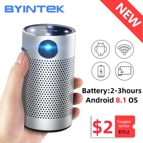 BYINTEK P7 projecteurs de poche Portable Pico intelligent android wifi 1080P 4K TV LAsEr Mini LED cinéma maison cinéma téléphone DLP projecteur ► Photo 1/6