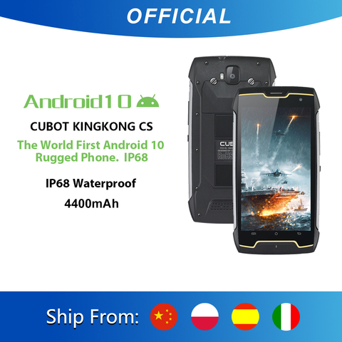 Cubot KingKong CS Android 10 IP68 étanche Smartphone Débloqué 5 pouces Batterie 4400mAh Face ID double carte SIM Telephone Incassable Telephone Portable Incassable King Kong CS Face ID/GPS Antichoc/Étanche ► Photo 1/6