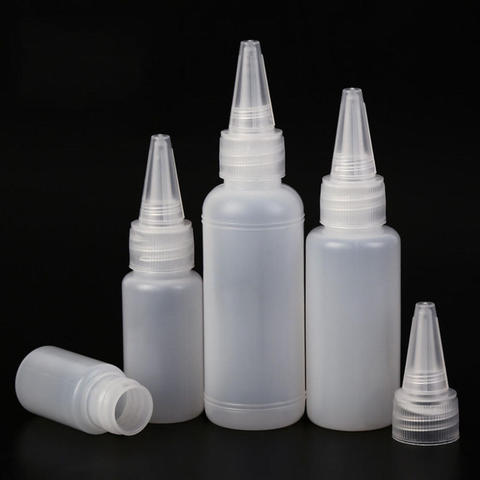 Bouteilles de colle en plastique PE vides avec couvercles à vis, compte-gouttes d'huile d'encre liquide à presser avec capuchon, 10ML/20ML 30ML/50ML, 1 pièce ► Photo 1/6