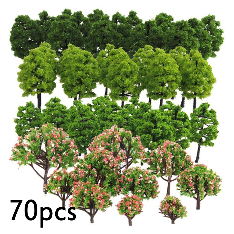 20/70 pièces en plastique modèle Train artificiel Miniature arbre paysage chemin de fer décoration bâtiment paysage accessoires jouets pour les enfants ► Photo 1/6