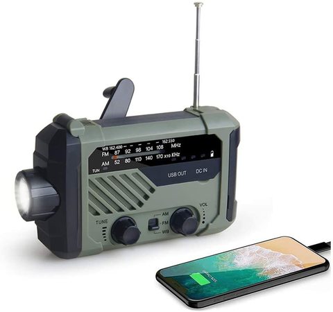 Radio d'urgence 2000mAh-Solar manivelle Portable AM/FM/NOAA Radio météo avec lampe de poche et lampe de lecture chargeur de téléphone Portable ► Photo 1/6