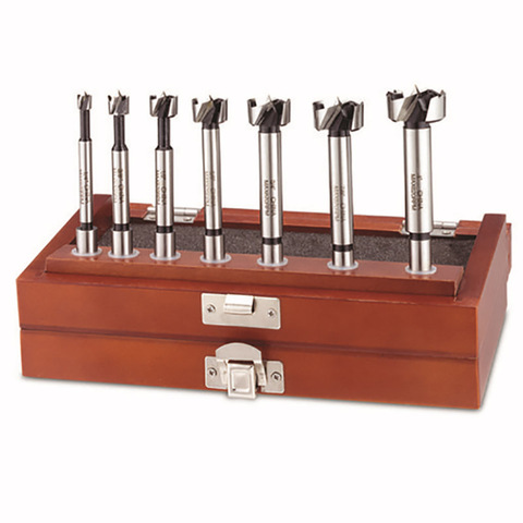 Coffret professionnel Forstner Bit, 7 pièces, boîte aWooden, ensemble impérial en pouces ► Photo 1/2