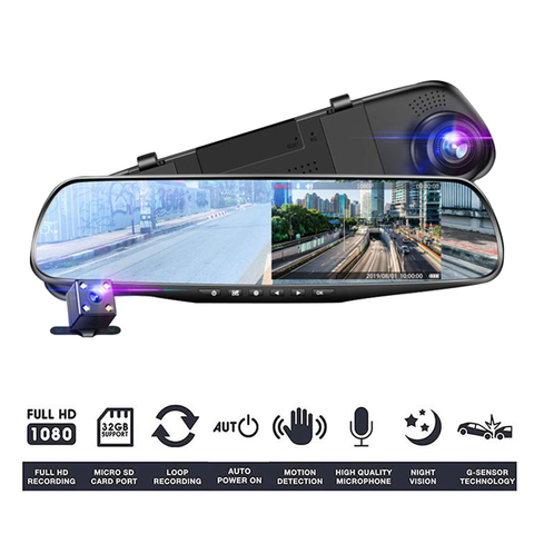 4.3 pouces voiture DVR enregistreur vidéo Vision nocturne Dash Cam Full HD 1080P miroir Cam 170 ° grand Angle voiture Dvr caméra vue arrière Dashcam ► Photo 1/6