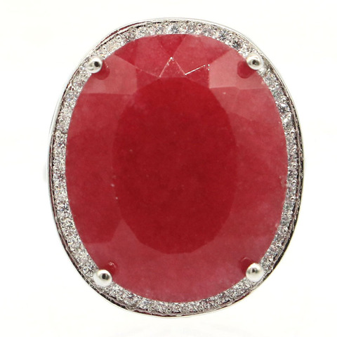 Bagues en argent pour femmes, 25x21mm, grand ovale, 22x18mm, rubis rouge véritable, pour fiançailles ► Photo 1/3