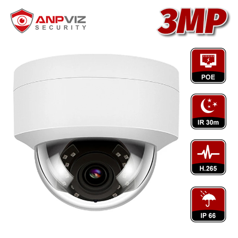 Caméra dôme IP Anpviz 3MP PoE sécurité extérieure Vision nocturne caméra étanche ONVIF 2.8mm objectif fixe Compatible Hikvsion Onvif ► Photo 1/5