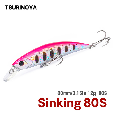 TSURINOYA – leurre méné rigide coulant DW96, appât artificiel idéal pour la pêche à la truite, au brochet, au Rockfish, à la manivelle ou au bar, 3,15 pouces, 12g, 80mm ► Photo 1/6