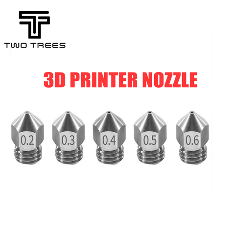 5 pièces/lot MK8 V5 V6 embout inox 0.2mm 0.3mm 0.4mm 0.5mm M6 partie filetée pour extrudeuse 3D imprimante partie 1.75mm Filament ► Photo 1/6