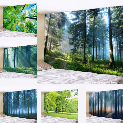 Magnifique tapisserie murale naturelle imprimée forêt, style bohème, style Hippie, bon marché ► Photo 1/6