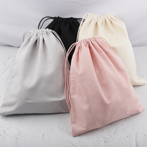 Toile de coton sacs intérieurs pochette à cordon rose gris noir Beige couleur cadeau emballage sac sac de rangement ► Photo 1/1