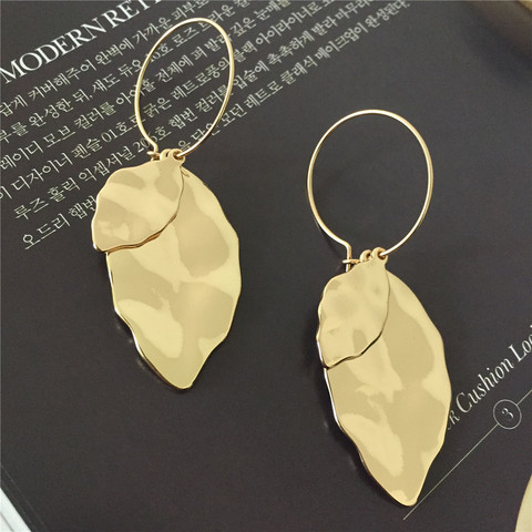 Boucles d'oreilles de Style Vintage pour femmes, bijoux de fête, Double couche, en forme de feuille d'or, bijoux de fête, décontracté ► Photo 1/6