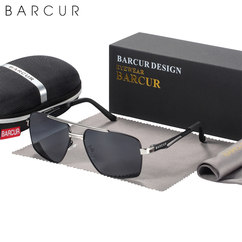 BARCUR – lunettes de soleil polarisées HD pour homme et femme, verres solaires photochromiques, Style pilote, monture métallique, miroir UV400 ► Photo 1/6
