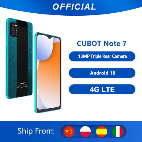 Cubot Note 7 Smartphone Triple Camera13MP 4G LTE 5.5 pouces écran 3100mAh Android 10 double carte SIM téléphone portable visage déverrouillage 2GB+16GB ► Photo 1/6