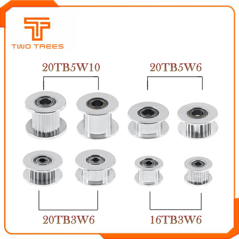5 pcs GT2 poulie de distribution tendeur 16/20 dent roue alésage 3mm/5mm Aluminium denture dents largeur 6/10mm 3D imprimantes pièces pour pièce Reprap ► Photo 1/6