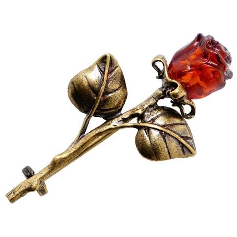 Belle broche rose rose ambre naturel bronze laiton 4.5 cm broche élégant 237 bonnes choses ► Photo 1/3
