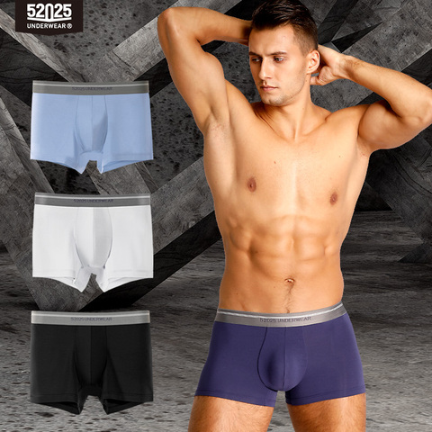 Boxers doux et soyeux pour hommes, sous-vêtements, lot de 3, caleçons confortables, sans couture, respirants, Sexy, 52025 ► Photo 1/5