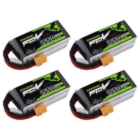 OVONIC-batterie LiPo 14.8V 1550mAh 4s 100C, avec connecteur XT60, pour FPV Freestyle, 1 pièce 4 pièces ► Photo 1/6