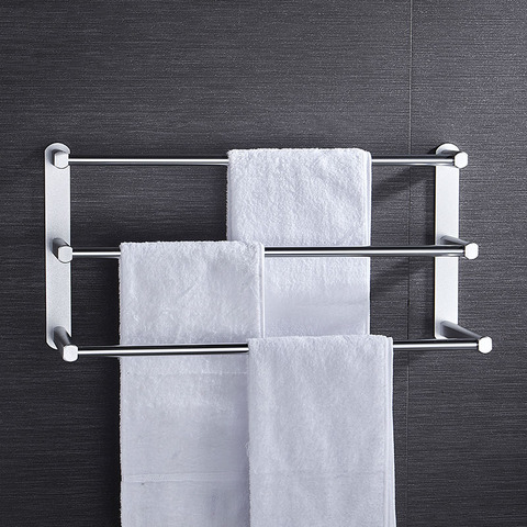Вешалка для полотенец для ванной комнаты 40-50 см, серебристая/черная настенная вешалка для полотенец, алюминиевая вешалка для полотенец для ... ► Фото 1/6