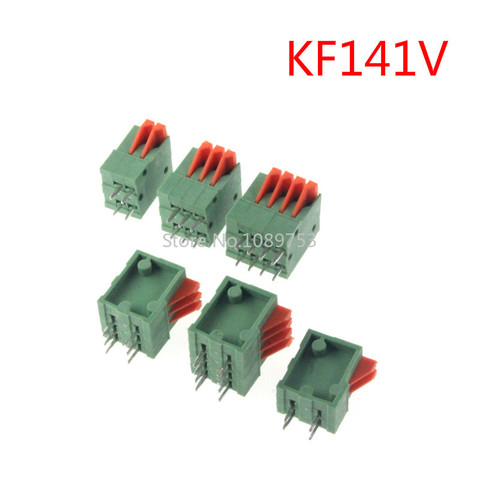 5 шт. KF141V 141V 2,54 мм Pitch PCB прямые разъемы 2/3/4/5/6/7/8/9/10 Pin пружинный Бесконтактный медный клеммный блок ► Фото 1/4