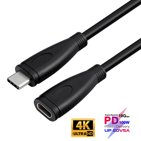 Удлинительный кабель 100 Вт PD 5A Type C, 4K, 60 Гц, кабель для Macbook Pro, SAMSUNG S20 +, USB3.1 Gen 2, 10 Гбит/с, переключатель ► Фото 1/6