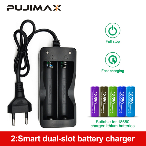 PUJIMAX 18650 зарядное устройство EU 2 слота умная зарядка литий-ионная аккумуляторная батарея зарядное устройство ► Фото 1/6