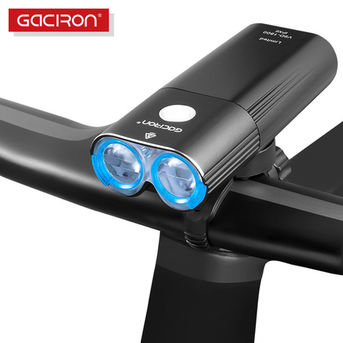 Велосипедный светильник GACIRON 400-1800LM, Профессиональный светильник для головы велосипеда с пультом дистанционного управления, USB внешний акку... ► Фото 1/6