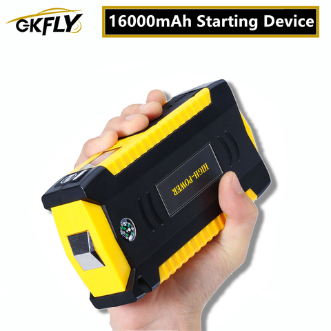 GKFLY Высокая емкость 16000mAh пусковой усилитель устройства 12V Портативный автомобиль скачок стартер кабели Power Bank Автомобильное Стартер зарядн... ► Фото 1/6