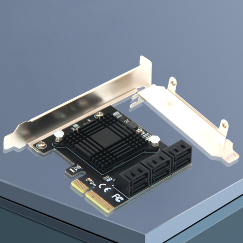 6 портов SATA 3 PCI Экспресс Плата расширения PCI-E/PCIE SATA контроллер SATA множитель SATA3 6 Гбит/с ASMedia ASM1166 чип для HDD SSD ► Фото 1/6