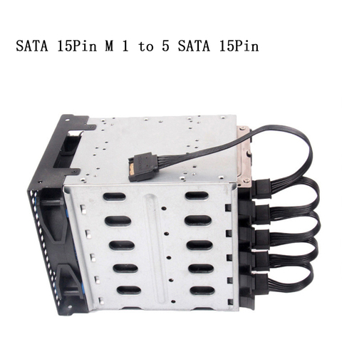 SATA 15Pin M 1 к 5 SATA 15Pin F 2,5 '/3,5' блок питания для жесткого диска, разделитель кабеля, шнур для DIY ПК Sever 15-pin 18AWG Power ► Фото 1/6