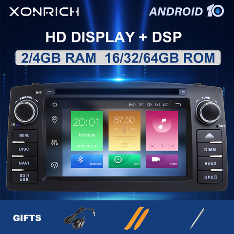 Автомобильный DVD-плеер DSP 4 Гб 64 ГБ Android 10 для Toyota Corolla E120 BYD F3 2 Din, мультимедиа, стерео, GPS, навигация, 8 ядер ► Фото 1/6