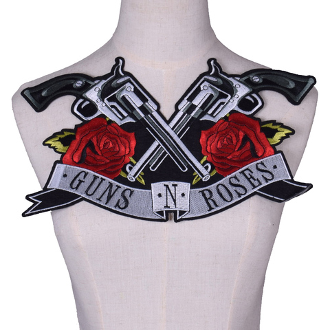 Патчи Guns N Roses для музыкальной рок-группы, вышивка утюгом на подложке для куртки, индивидуальный дизайн «сделай сам», черная саржевая ткань ► Фото 1/2