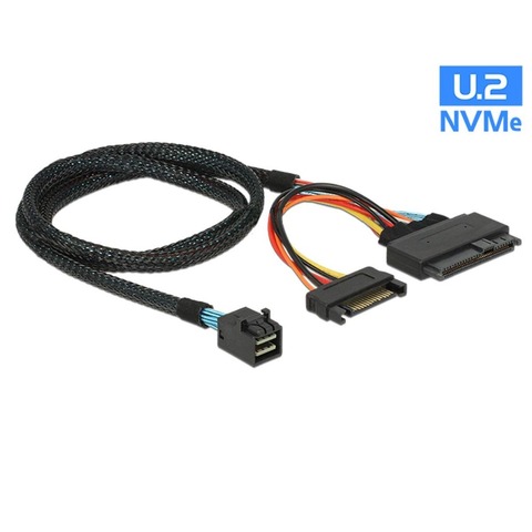 Mini SAS кабель SFF 8643, внутренний 12G к U.2 SFF 8639 с 15-контактным разъемом питания SATA, Mini SAS 0,5 M кабель для U.2 SSD ► Фото 1/6