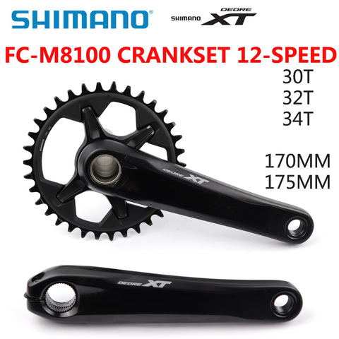 SHIMANO DEORE XT FC M8100 FC-8100 1x12 12 скоростной MTB велосипед коленчатый Набор 30T 32T 34T 170 175 мм полый TECH II рукоятка велосипеда ► Фото 1/5