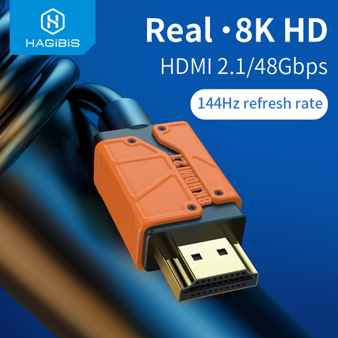 Hagибис HDMI-совместимый кабель 2,1 48 Гбит/с высокоскоростной 8K/60 Гц 4K/120 Гц 144 Гц цифровой Шнур 2,0 для HDTV PS5 PS4 XBox проектор NS ► Фото 1/6