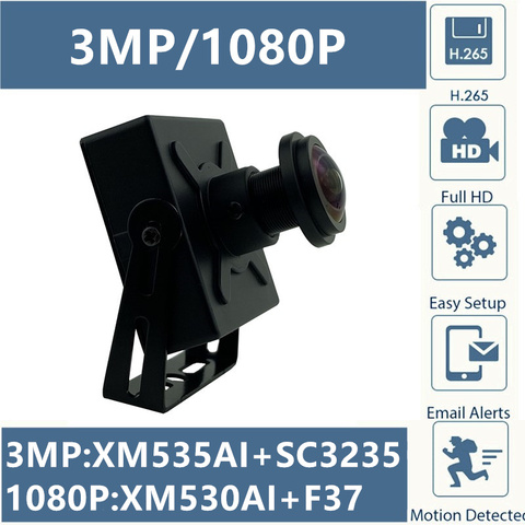 3MP 2MP IP мини металлическая коробка камера XM535AI + SC3235 2304*1296 1080P H.265 все цвета рыбий глаз панорама Onvif CMS XMEYE P2P облачный RTSP ► Фото 1/6