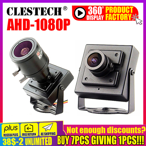 Супер маленькая AHD Мини CCTV камера Sony imx323 2.0MP 1080P металлическая охранная Камера видеонаблюдения микро-видео мониторинг vidicon с кронштейном ► Фото 1/6