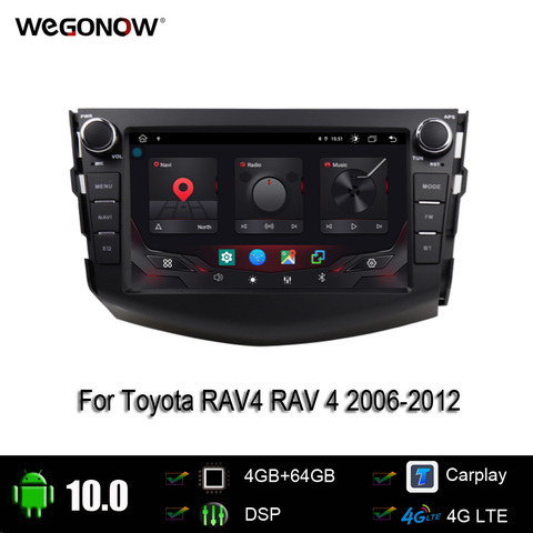 DSP Android 10,0 8 ядер 4 Гб 64 г автомобильный dvd-плеер GPS Carplay WIFI Bluetooth TPMS carplay RDS радио для Toyota RAV4 RAV 4 2006-2012 ► Фото 1/6