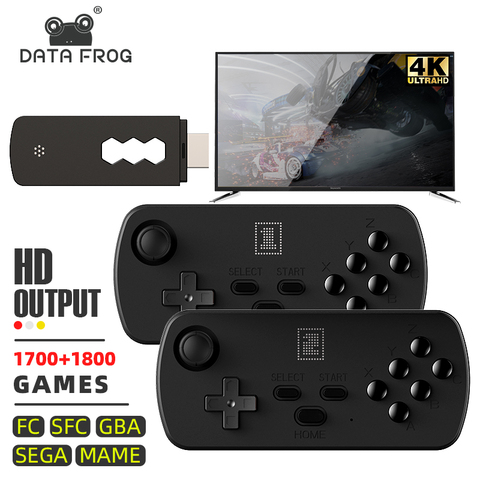 Игровая Ретро консоль Data Frog 4K TV 1700 + Ретро игры для FC/SFC/GBA/SEGA/MAME HD Беспроводная ручная приставка 6 клавиш 2 джойстика ► Фото 1/6