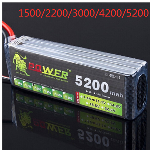 Lipo 3s аккумулятор LION POWER, 1500 мАч, 2200 мАч, 2800 мАч, 3300 мАч, 4200 мАч, 5200 мАч, 11,1 В, lipo аккумулятор для радиоуправляемого вертолета, автомобиля, лодки, 3s ... ► Фото 1/6