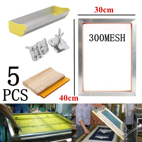 5 шт. 120T наборы трафаретной печати алюминиевая рама + шарнирный зажим + Эмульсия Совок + скребок шелкография части инструмента для трафаретной печати ► Фото 1/1