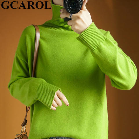 Женский кашемировый свитер GCAROL, повседневный Толстый Пуловер оверсайз из 30%-ной шерсти в минималистичном стиле ► Фото 1/6