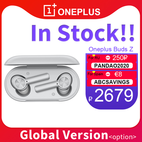 Глобальная версия CN Oneplus Buds Z Беспроводные Bluetooth 5,0 TWS наушники IP55 водонепроницаемые наушники 450 мАч для Oneplus 8T 8 Pro 7 ► Фото 1/6
