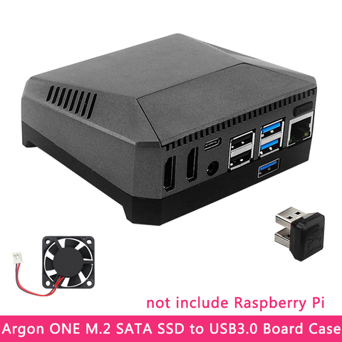 Чехол Argon ONE M.2 для Raspberry Pi 4 Model B M.2 SATA SSD на USB 3,0, с поддержкой платы UASP, встроенный вентилятор, алюминиевый чехол для RPI 4 ► Фото 1/6